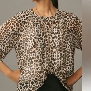 Anthropologie Maeve Peasant Style Blouse - Brown Motif NWT